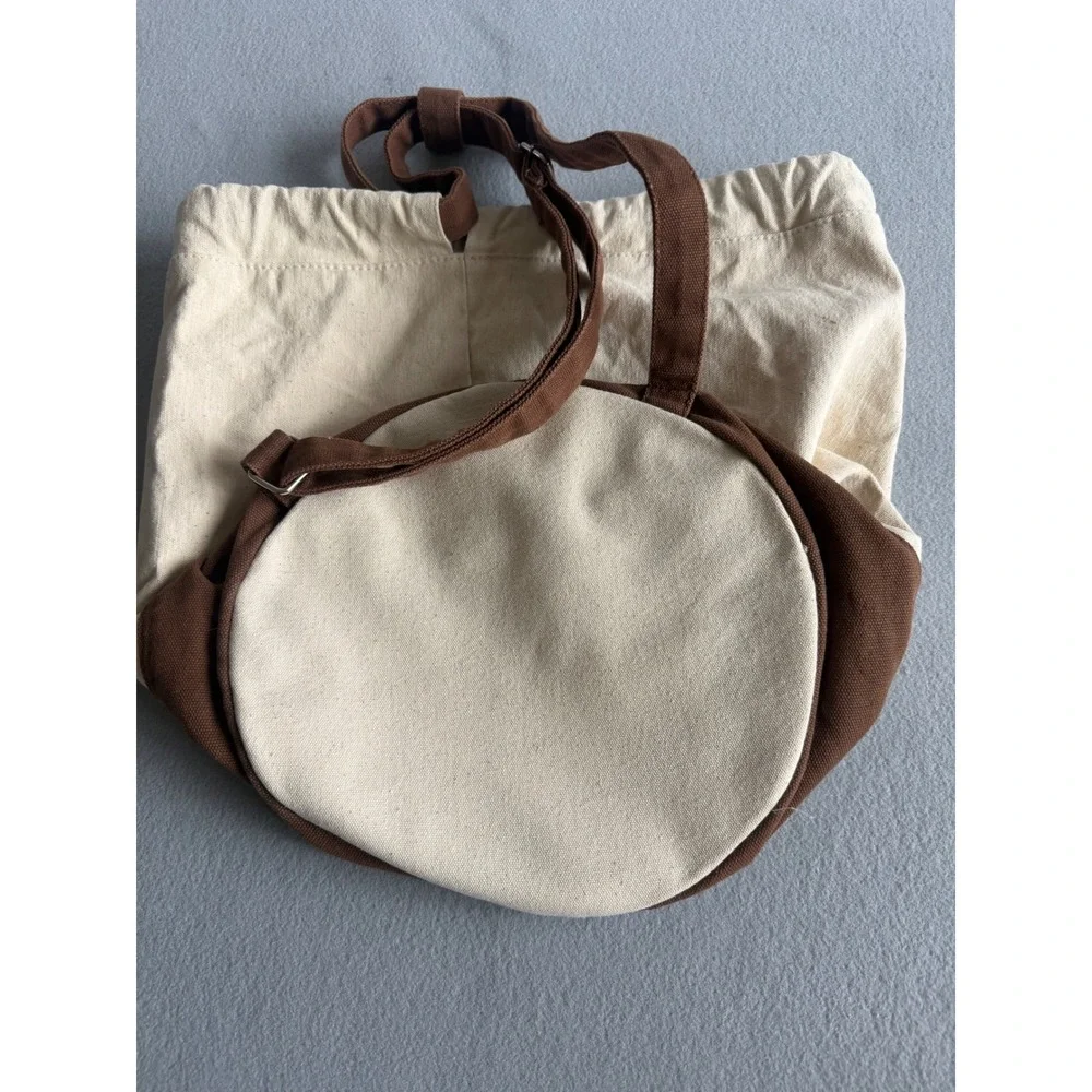 Disney Parks Seven Dwarfs Mine Train Canvas Drawstring Backpack Brown Cream